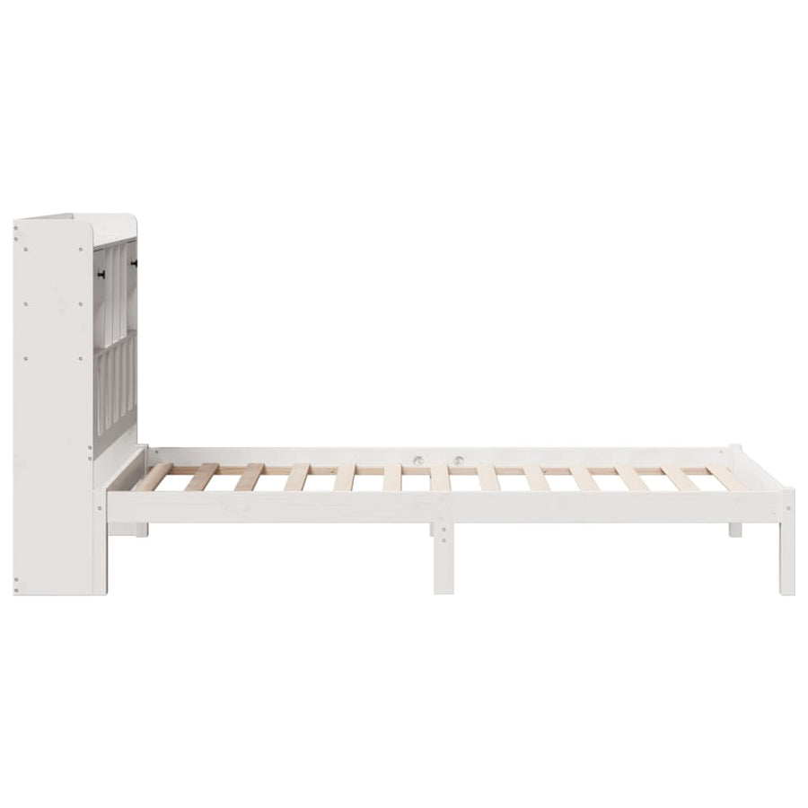 Bed met boekenkast zonder matras grenenhout wit 90x190 cm