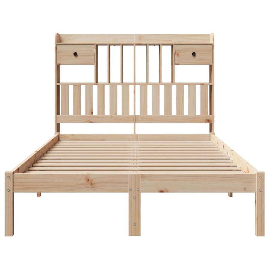 Bed met boekenkast zonder matras massief grenenhout 135x190 cm
