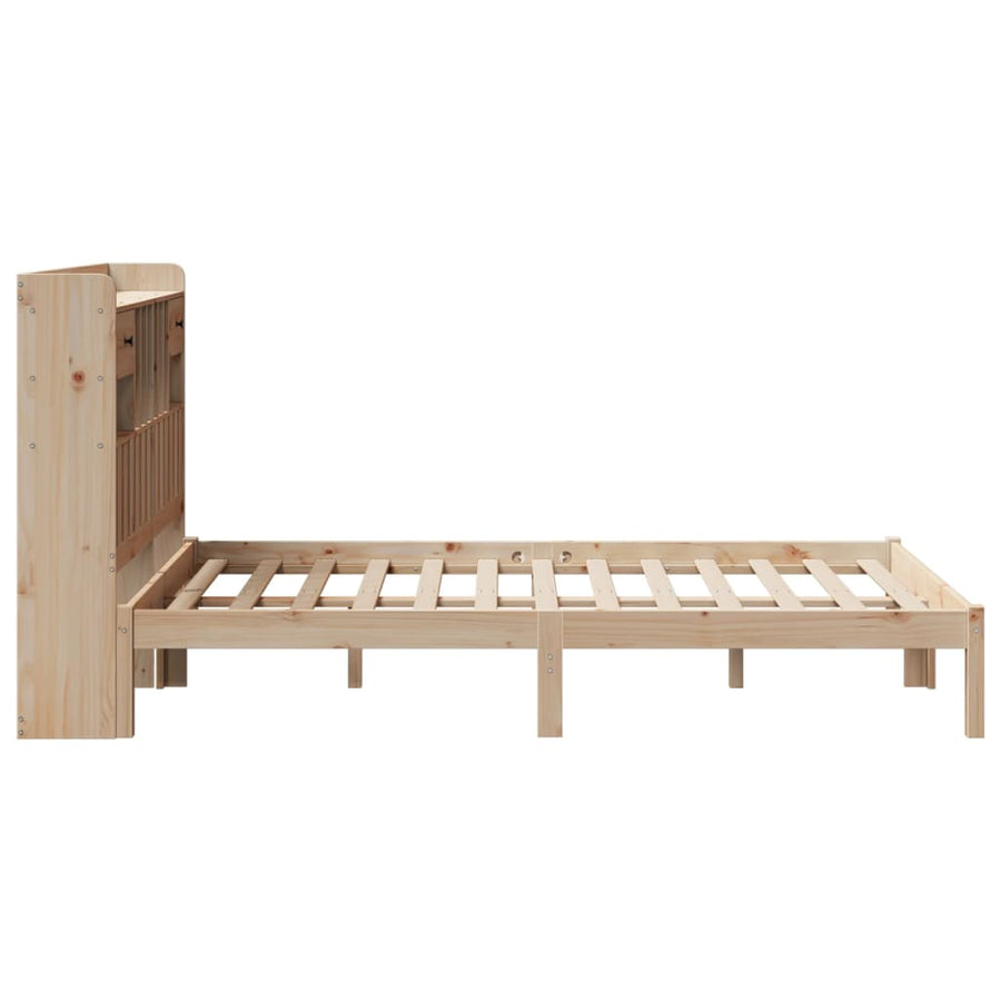 Bed met boekenkast zonder matras massief grenenhout 135x190 cm
