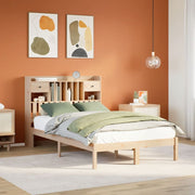 Bed met boekenkast massief grenenhout 135x190 cm