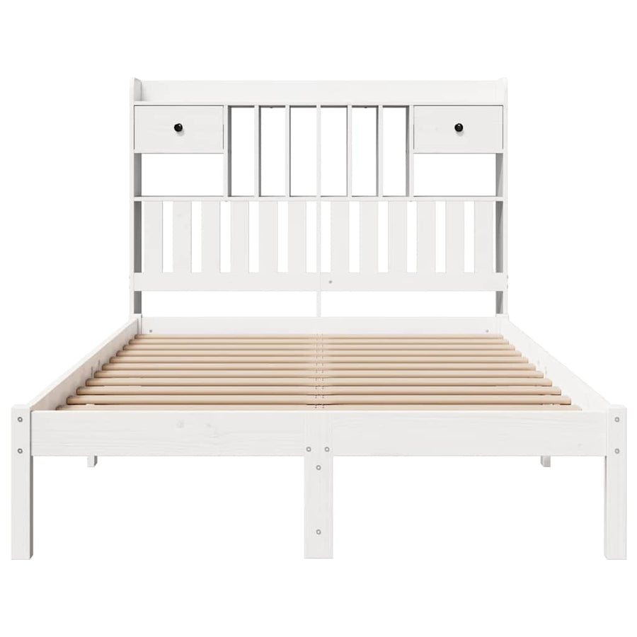Bed met boekenkast zonder matras grenenhout wit 135x190 cm