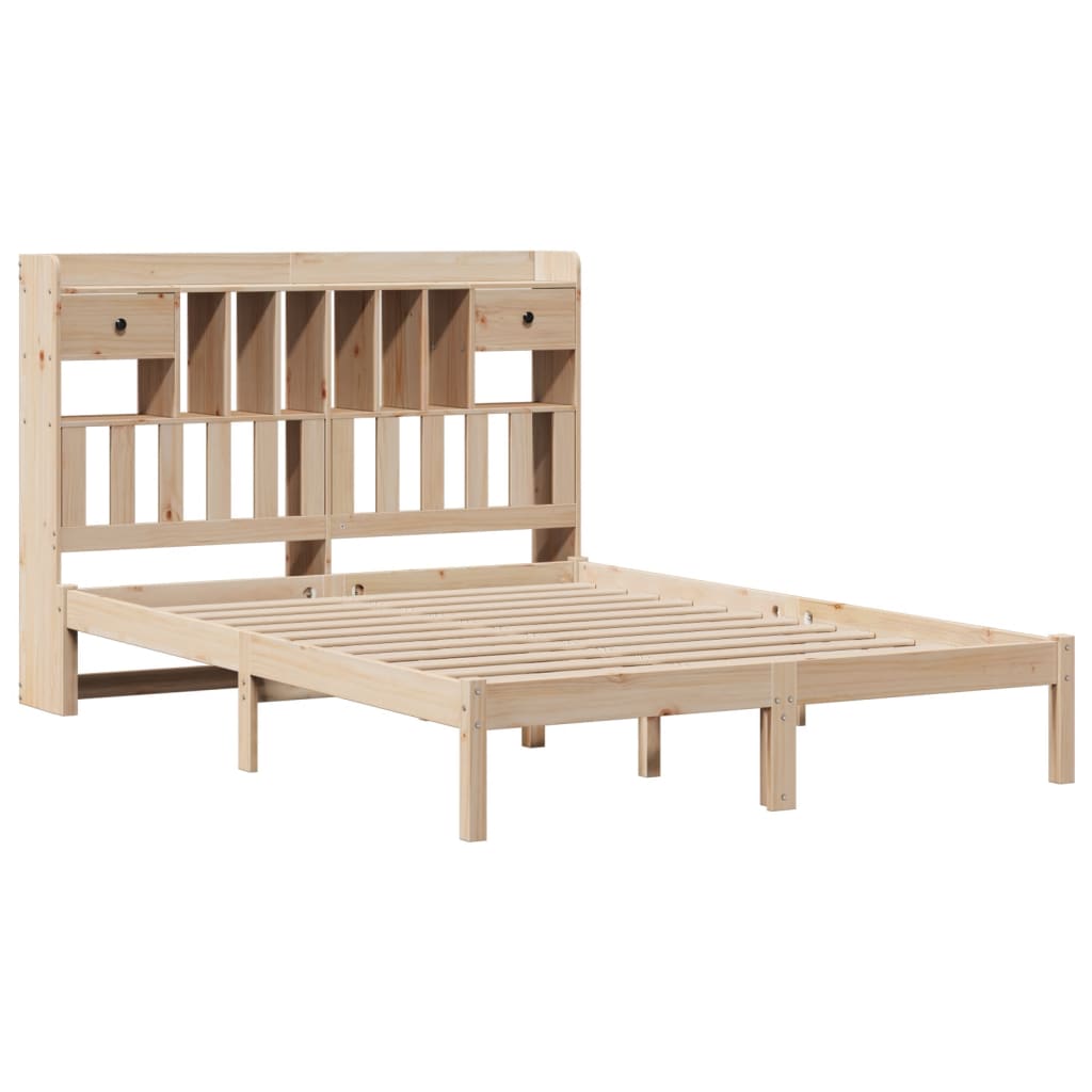 Bed met boekenkast zonder matras massief grenenhout 140x190 cm