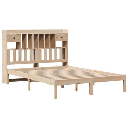 Bed met boekenkast zonder matras massief grenenhout 140x190 cm