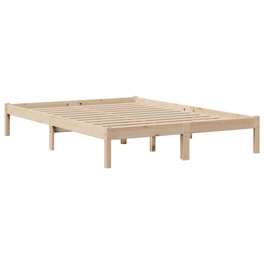 Bed met boekenkast zonder matras massief grenenhout 140x190 cm