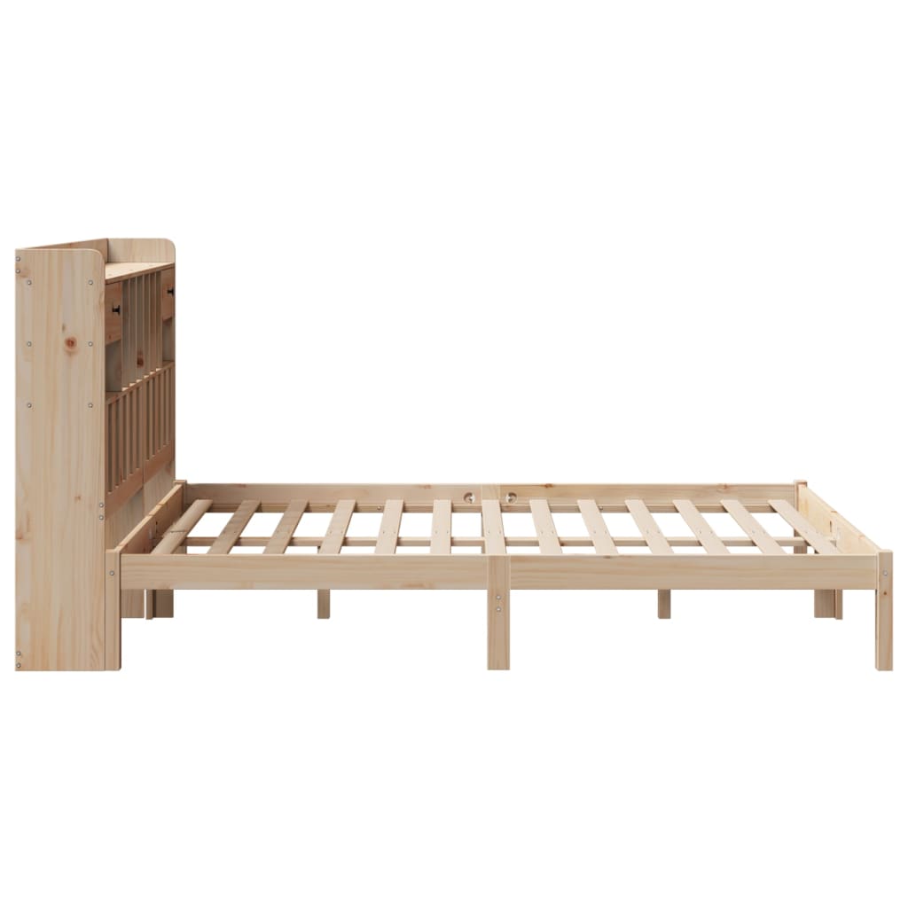 Bed met boekenkast zonder matras massief grenenhout 140x190 cm