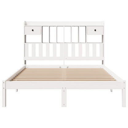 Bed met boekenkast zonder matras grenenhout wit 140x190 cm