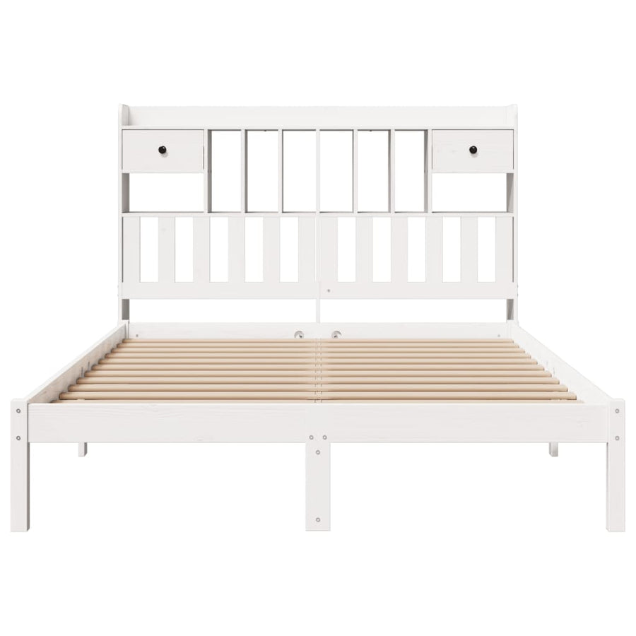 Bed met boekenkast zonder matras grenenhout wit 140x190 cm