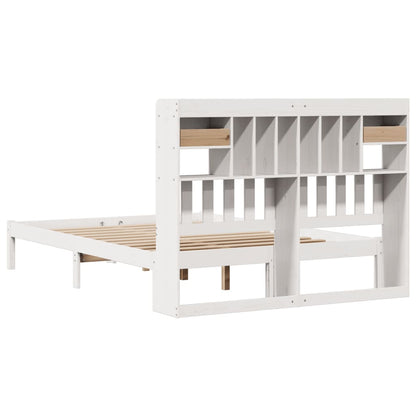 Bed met boekenkast zonder matras grenenhout wit 140x190 cm