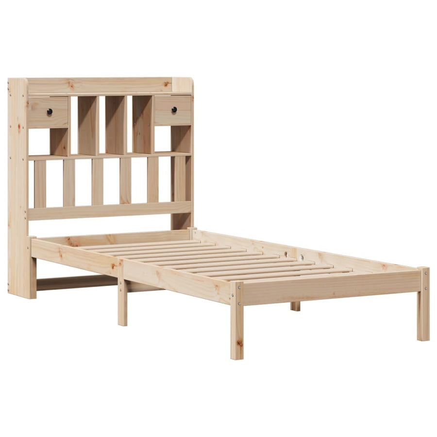 Bed met boekenkast zonder matras massief grenenhout 90x200 cm