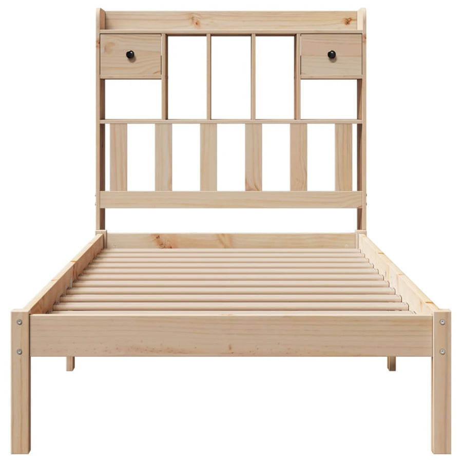 Bed met boekenkast zonder matras massief grenenhout 90x200 cm