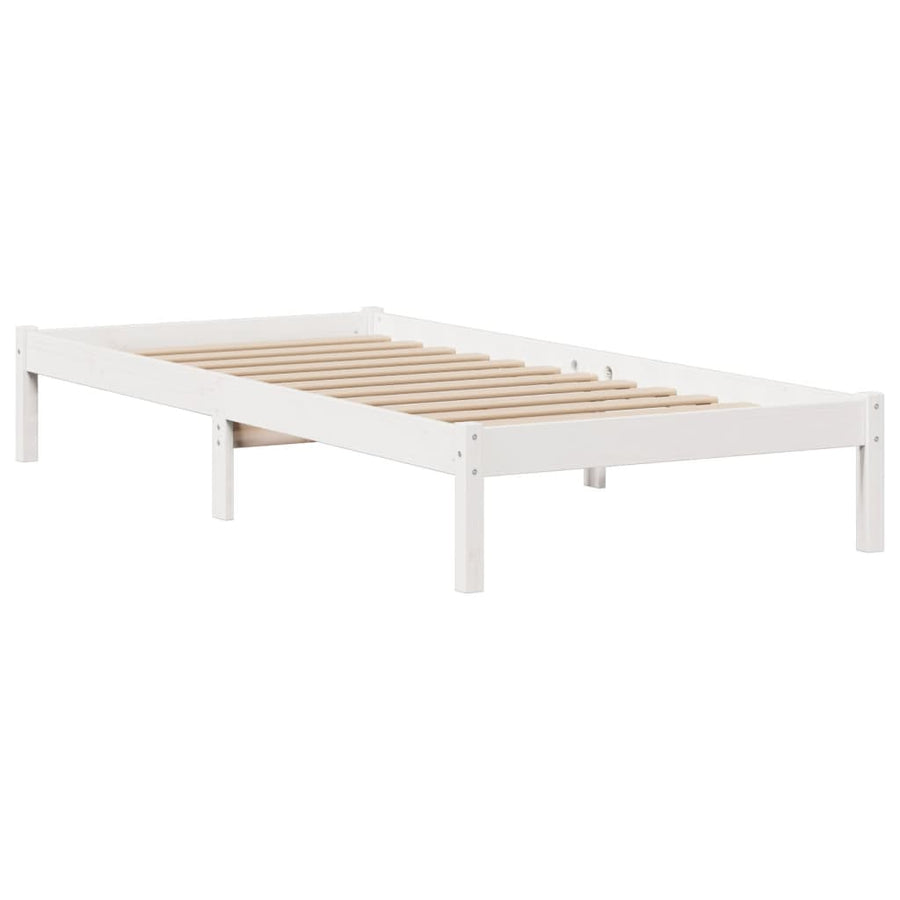 Bed met boekenkast zonder matras grenenhout wit 90x200 cm