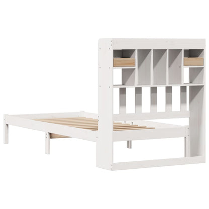 Bed met boekenkast zonder matras grenenhout wit 90x200 cm