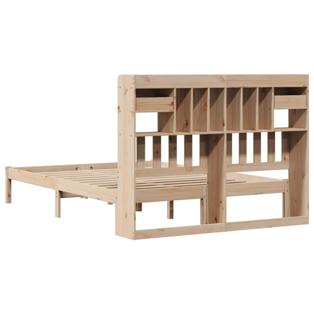 Bed met boekenkast zonder matras massief grenenhout 140x200 cm