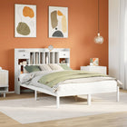 Bed met boekenkast zonder matras grenenhout wit 140x200 cm