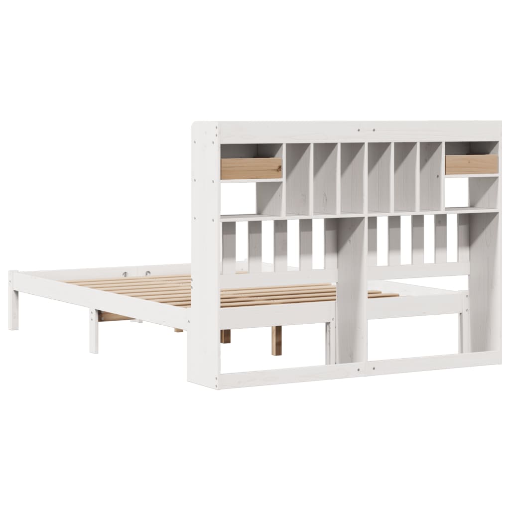 Bed met boekenkast zonder matras grenenhout wit 160x200 cm