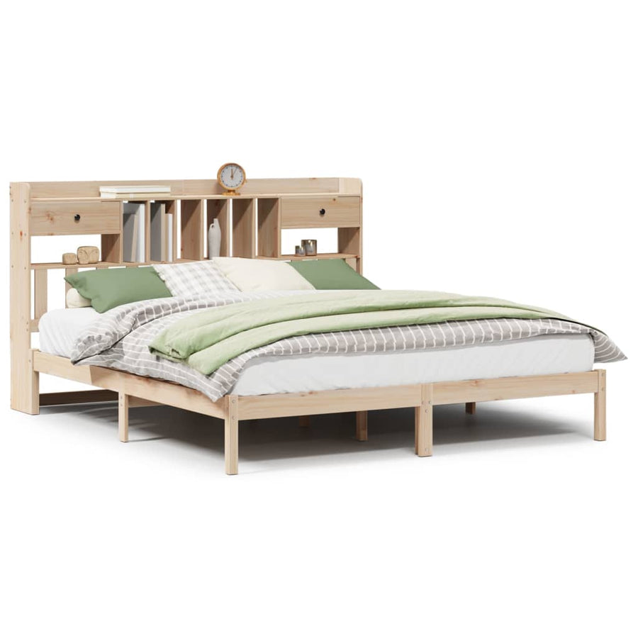 Bed met boekenkast zonder matras massief grenenhout 180x200 cm