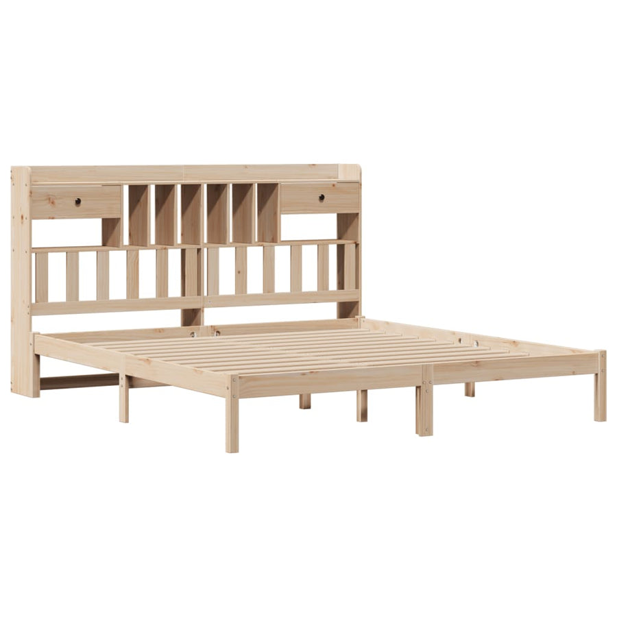 Bed met boekenkast zonder matras massief grenenhout 180x200 cm