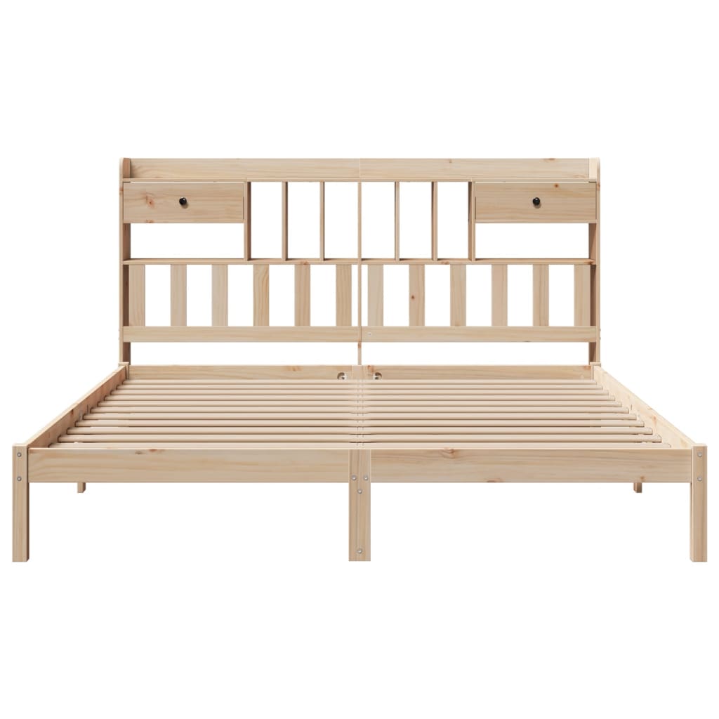 Bed met boekenkast zonder matras massief grenenhout 180x200 cm