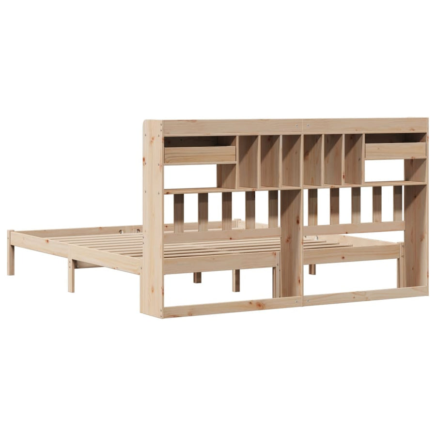 Bed met boekenkast zonder matras massief grenenhout 180x200 cm