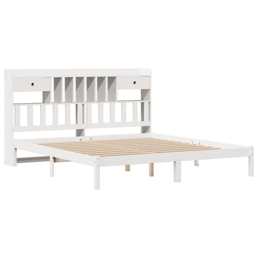 Bed met boekenkast zonder matras grenenhout wit 180x200 cm