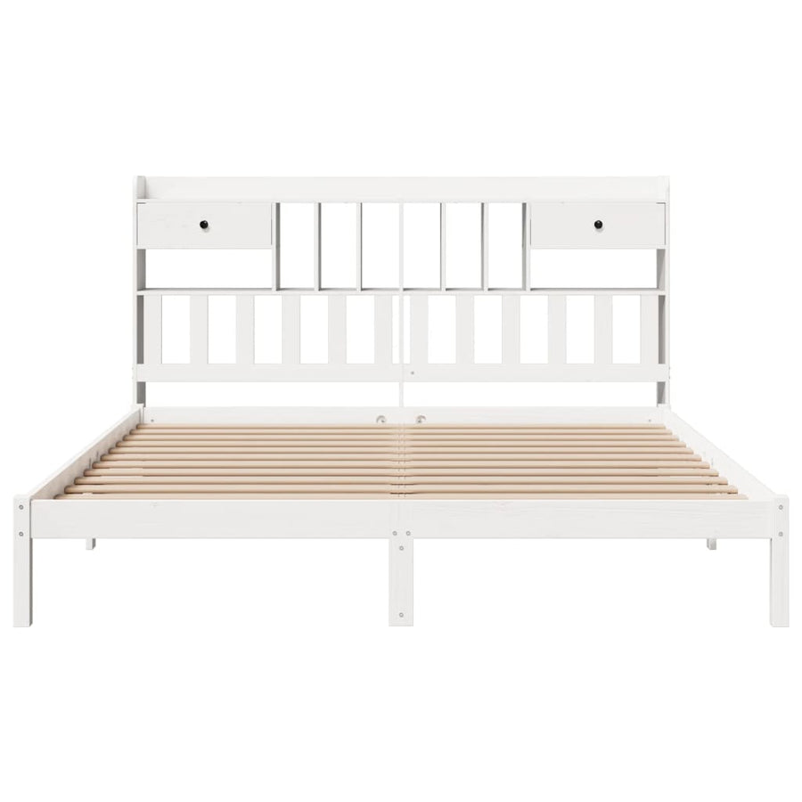 Bed met boekenkast zonder matras grenenhout wit 180x200 cm