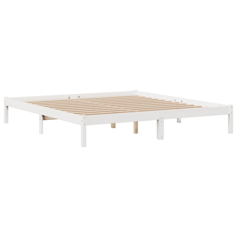 Bed met boekenkast zonder matras grenenhout wit 180x200 cm