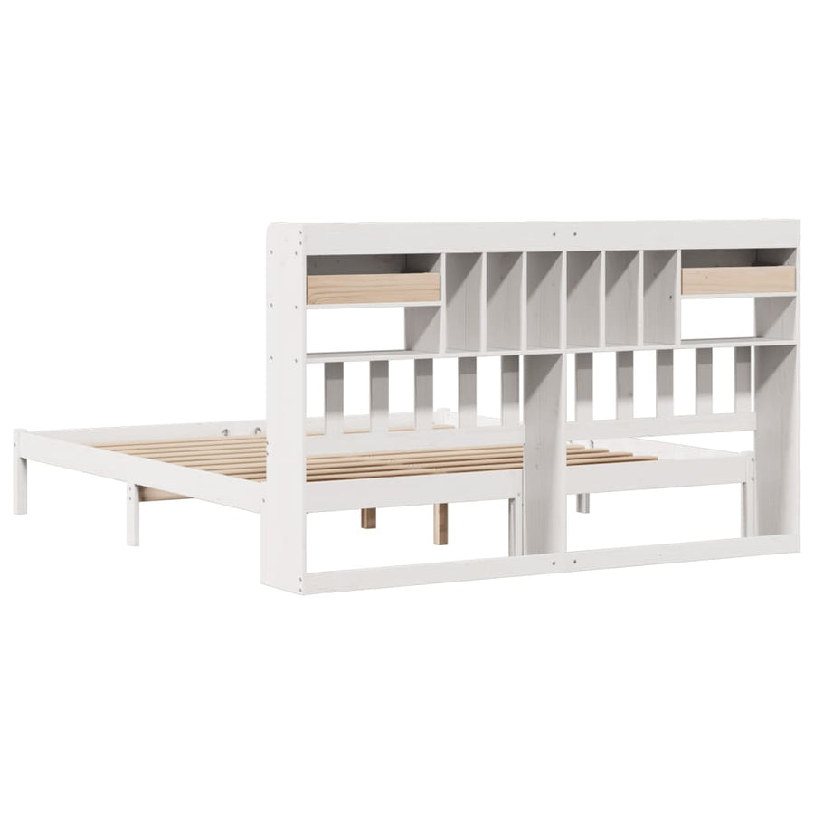 Bed met boekenkast zonder matras grenenhout wit 180x200 cm