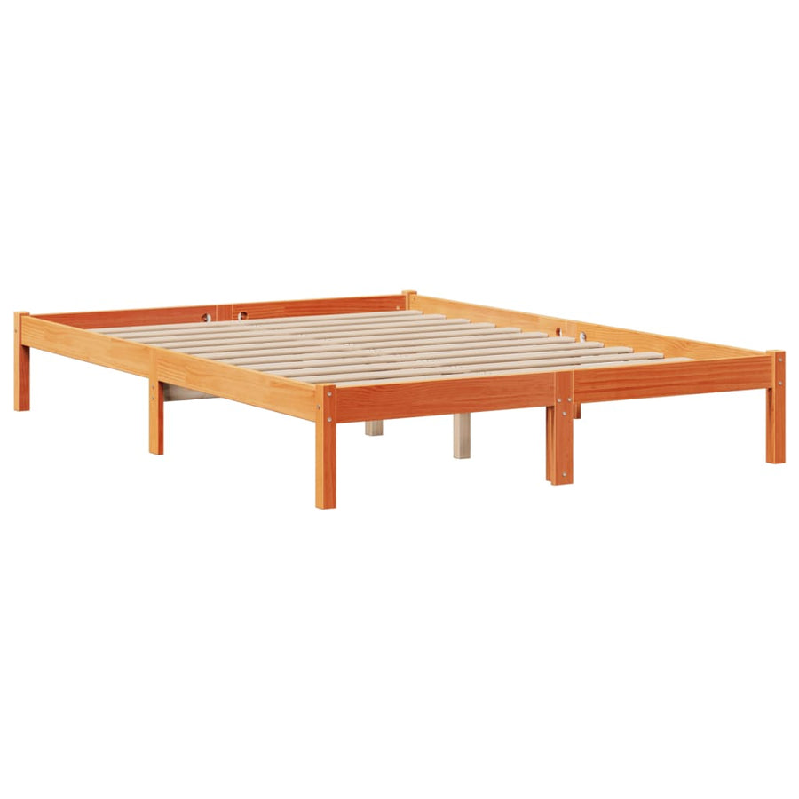 Bed met boekenkast zonder matras grenenhout wasbruin 150x200 cm