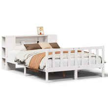 Bed met boekenkast zonder matras grenenhout wit 120x190 cm