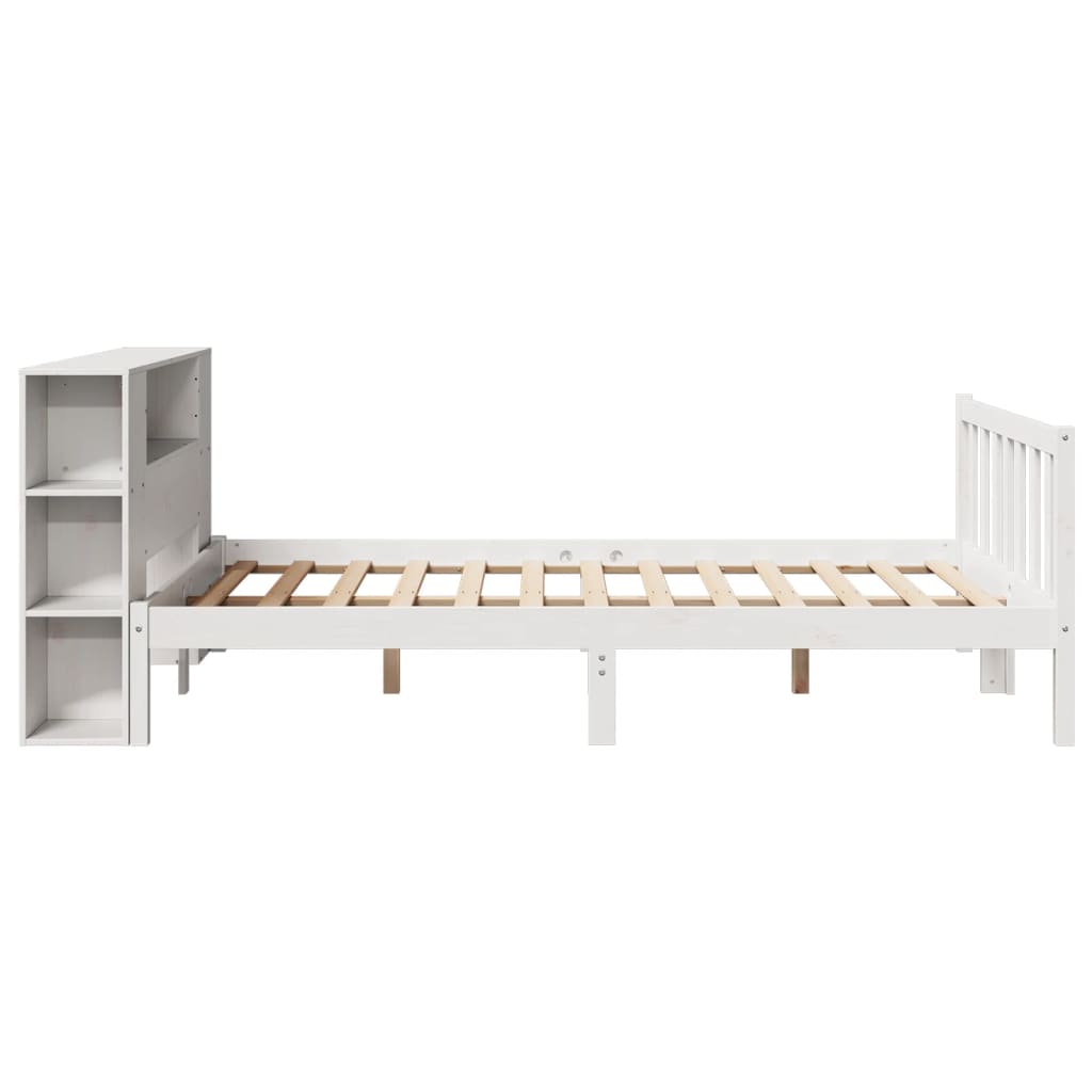 Bed met boekenkast zonder matras grenenhout wit 120x190 cm