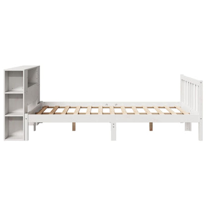 Bed met boekenkast zonder matras grenenhout wit 120x190 cm