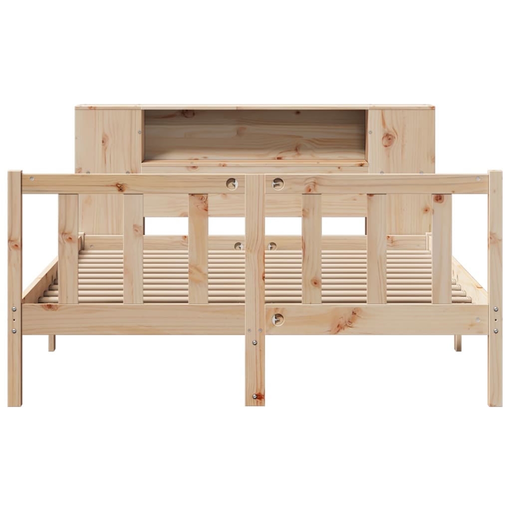 Bed met boekenkast zonder matras massief grenenhout 135x190 cm