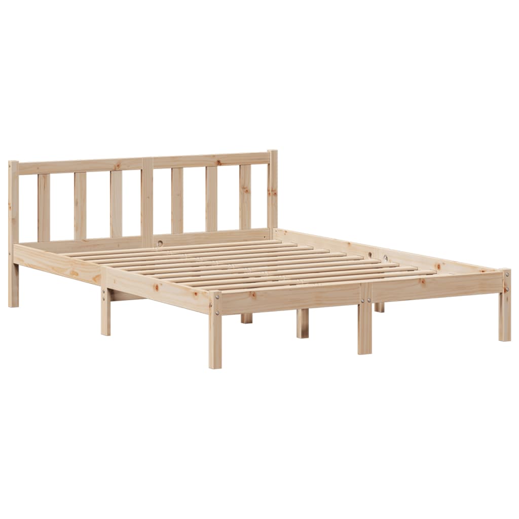 Bed met boekenkast zonder matras massief grenenhout 135x190 cm