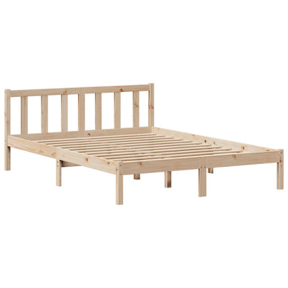 Bed met boekenkast zonder matras massief grenenhout 135x190 cm