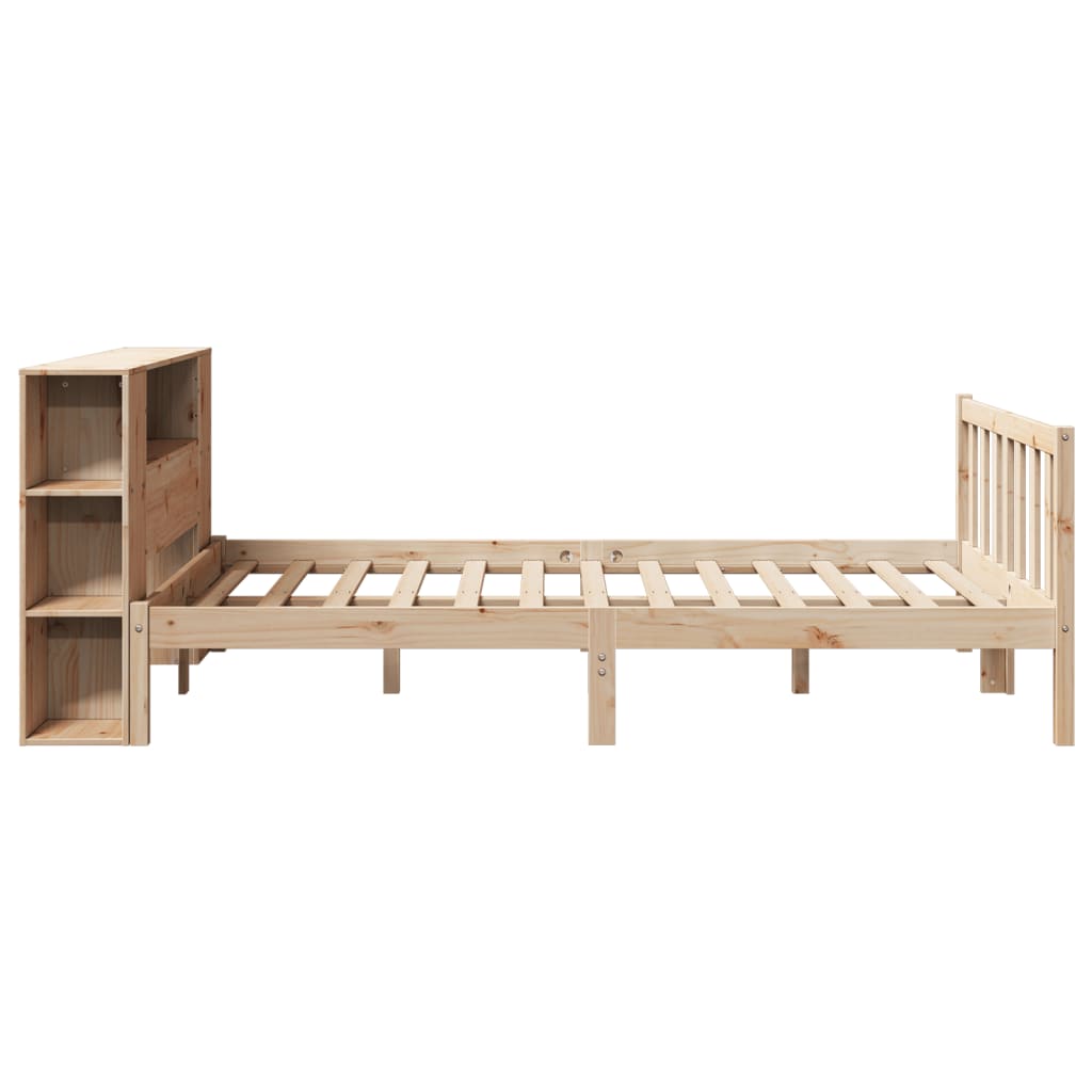 Bed met boekenkast zonder matras massief grenenhout 135x190 cm