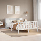 Bed 135x190 cm grenenhout wit met boekenkast