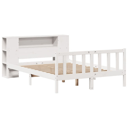 Bed met boekenkast zonder matras grenenhout wit 140x190 cm