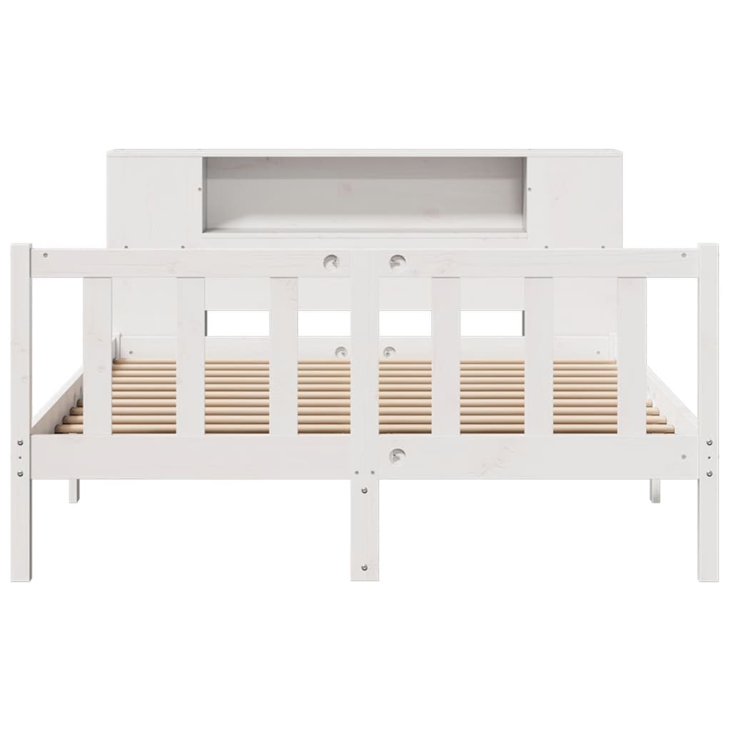 Bed met boekenkast zonder matras grenenhout wit 140x200 cm