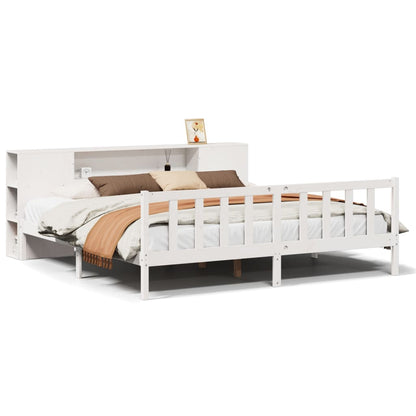 Bed met boekenkast zonder matras grenenhout wit 180x200 cm