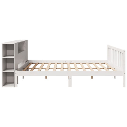 Bed met boekenkast zonder matras grenenhout wit 180x200 cm