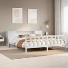 Bed met boekenkast zonder matras grenenhout wit 200x200 cm