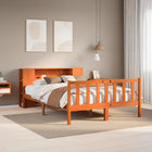 Bed met boekenkast zonder matras grenenhout wasbruin 120x190 cm