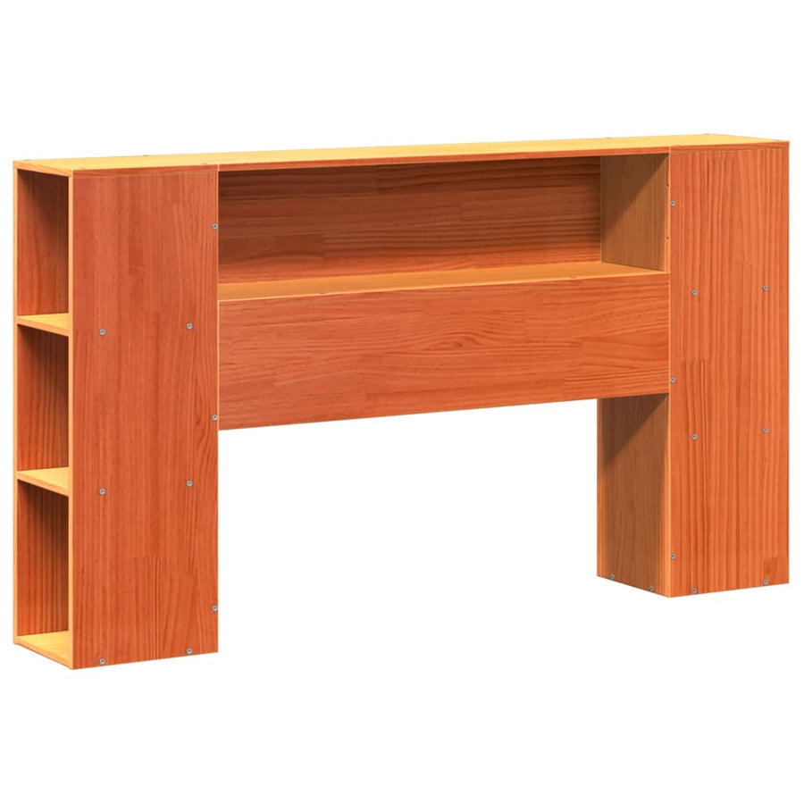 Bed met boekenkast zonder matras grenenhout wasbruin 140x200 cm