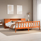 Bed met boekenkast zonder matras grenenhout wasbruin 180x200 cm