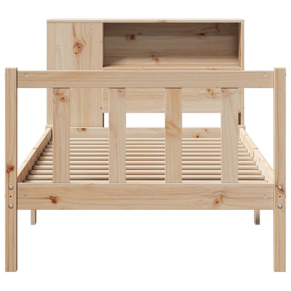 Bed met boekenkast zonder matras massief grenenhout 75x190 cm