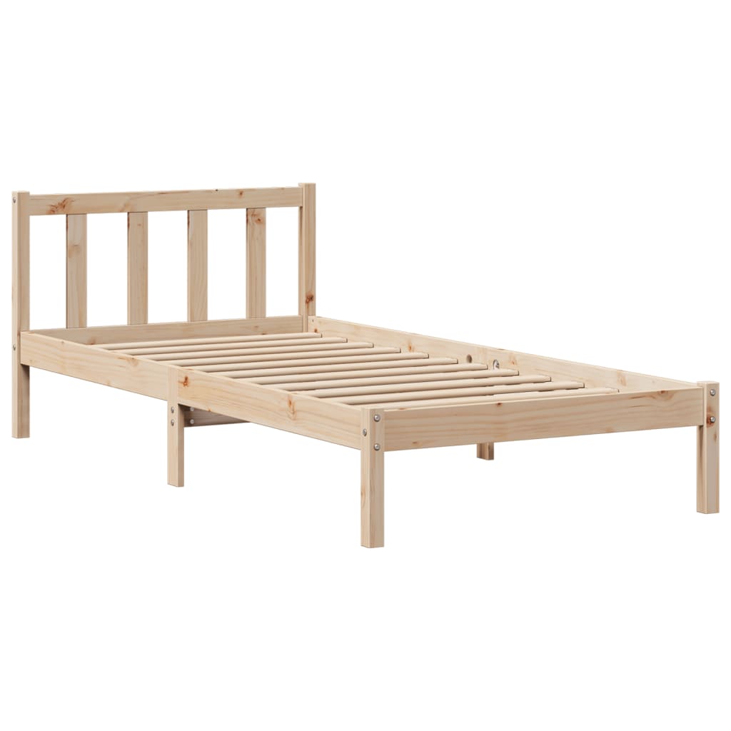 Bed met boekenkast zonder matras massief grenenhout 75x190 cm