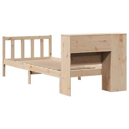 Bed met boekenkast zonder matras massief grenenhout 75x190 cm