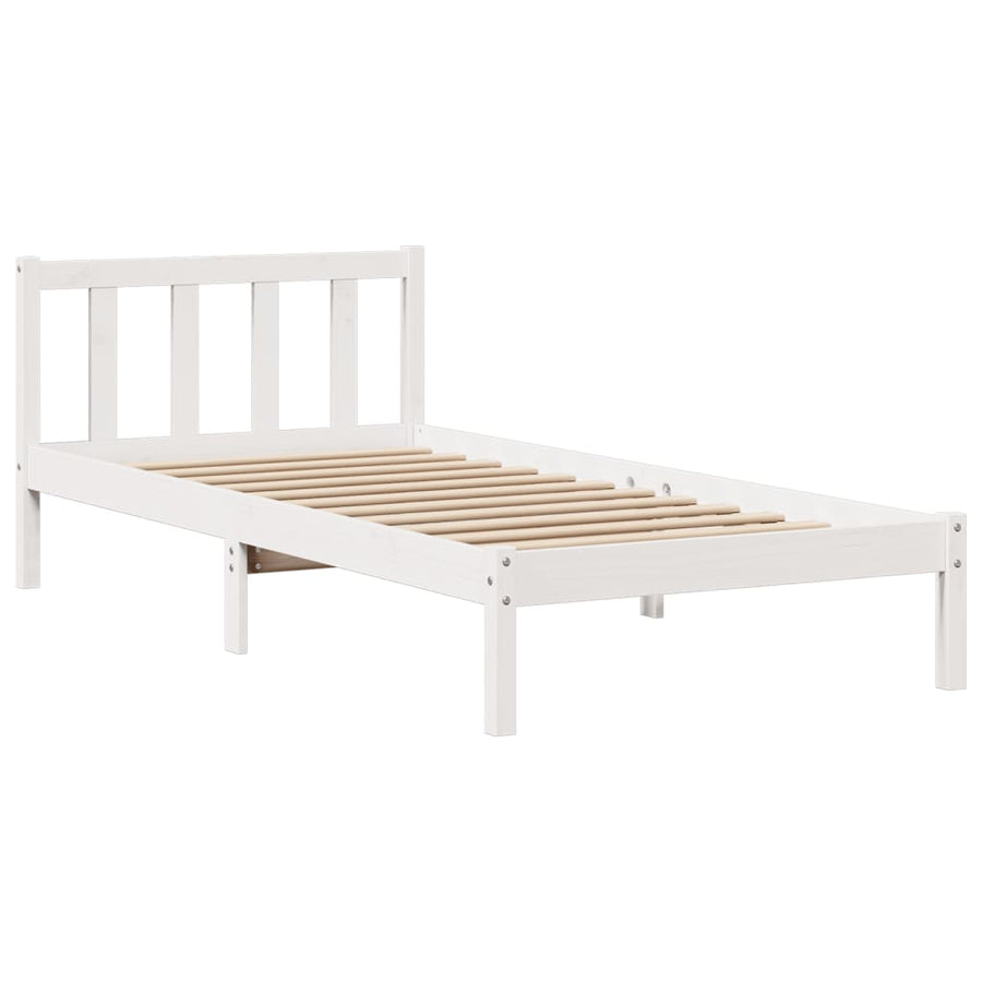 Bed met boekenkast zonder matras grenenhout wit 75x190 cm