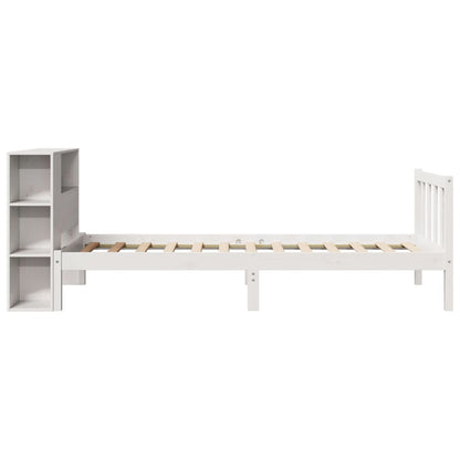 Bed Met Boekenkast Zonder Matras Grenenhout 75 x 190 cm Wit