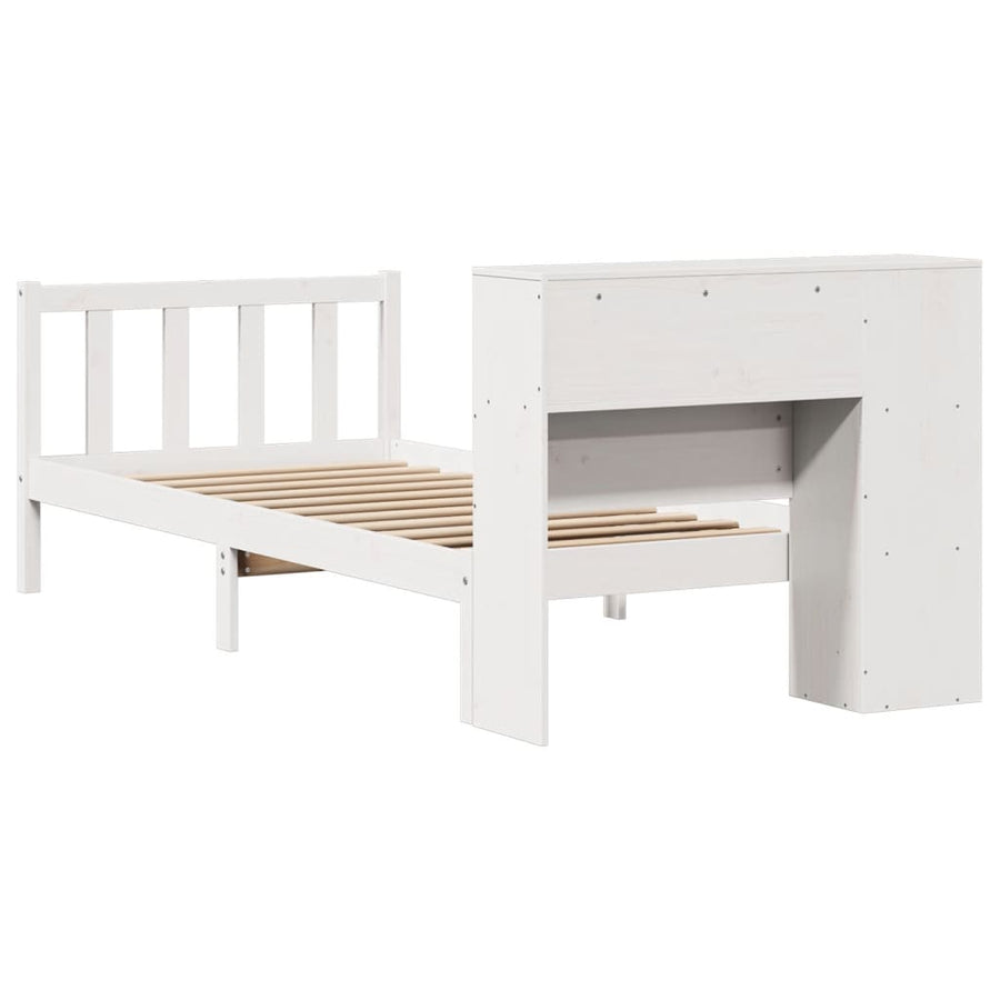 Bed met boekenkast zonder matras grenenhout wit 75x190 cm